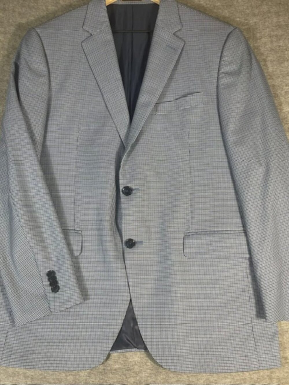 Peter Millar Wool Blazer 42R Blue Navy Houndstooth Blazer Sport Coat Classic VTG